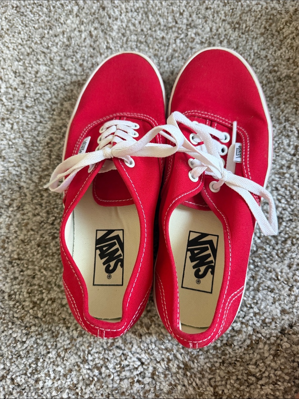 Vans Red Canvas Low-Top Sneakers with White Laces - Picture 6 of 6